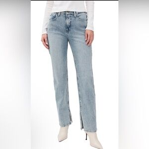 Good American Woman’s Good Icon Split Inseam Blue Denim Straight Jeans Size 16
